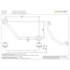 Barre de relèvement et appui coudée PMR normes handicapé coudée SANINDUSA NewWCCare inox brossé