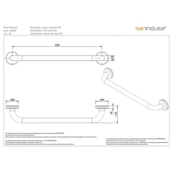 Barre de relèvement et appui PMR normes handicapé SANINDUSA NewWCCare 60 inox brossé