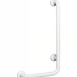 Barre de relèvement et appui en angle à droite coudée à 90 PMR normes handicapé SANINDUSA NewWCCare blanche