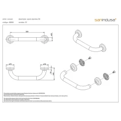 Barre de relèvement et appui murale PMR normes handicapé SANINDUSA WcCare 30 blanc