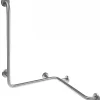 Barre de relèvement et appui en angle horizontal et vertical PMR normes handicapé SANINDUSA NewWCCare inox brossé