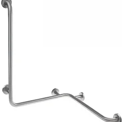 Barre de relèvement et appui en angle horizontal et vertical PMR normes handicapé SANINDUSA NewWCCare inox brossé