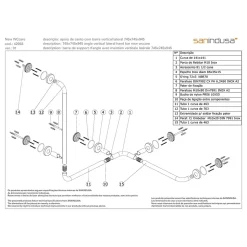 Barre de relèvement et appui en angle horizontal et vertical PMR normes handicapé SANINDUSA NewWCCare inox brossé