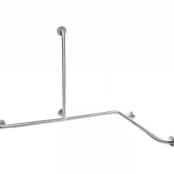 Barre de relèvement et appui en angle horizontal 1 remontée PMR normes handicapé SANINDUSA NewWCCare inox brossé