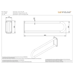 Barre de relèvement et appui WC murale en U PMR normes handicapé SANINDUSA NewWCCare inox brossé