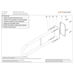 Barre de relèvement et appui WC murale en U PMR normes handicapé SANINDUSA NewWCCare inox brossé