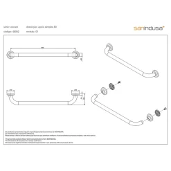 Barre de relèvement et appui murale PMR normes handicapé SANINDUSA WcCare 60 blanc
