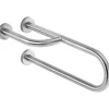 Barre de relèvement et appui en U avec renfort latéral à gauche PMR normes handicapé SANINDUSA NewWCCare 60 inox brossé