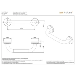 Barre de relèvement et appui PMR normes handicapé SANINDUSA NewWCCare 30 inox brossé