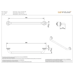 Barre de relèvement et appui droite PMR normes handicapé SANINDUSA NewWCCare 80 inox brossé