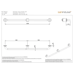 Barre de relèvement et appui droite PMR normes handicapé SANINDUSA NewWCCare 120 inox brossé