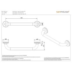 Barre de relèvement et appui PMR normes handicapé SANINDUSA NewWCCare 45 inox brossé