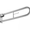 Barre de relèvement et appui WC murale en U rabattable avec porte papier PMR normes handicapé SANINDUSA NewWCCare 80 inox brossé