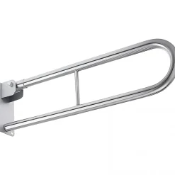 Barre de relèvement et appui WC murale en U rabattable PMR normes handicapé SANINDUSA NewWCCare 80 inox brossé