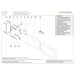 Barre de relèvement et appui WC murale en U rabattable PMR normes handicapé SANINDUSA NewWCCare 80 inox brossé