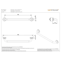Barre de relèvement et appui droite PMR normes handicapé SANINDUSA NewWCCare 70 inox brossé