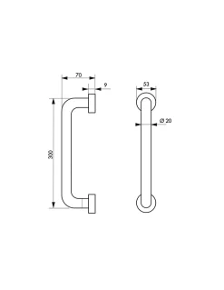 Barre droite de maintien, inox 304, longueur 300mm, diamètre 19mm, finition inox brossé - THIRARD