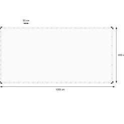 Bâche de couverture étanche protection en PE avec oeillets 6x12 m 260g/m² blanc