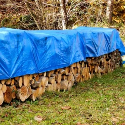 Bâche de couverture étanche protection en PE avec oeillets 1,5x6 m 180 g/m² bleu