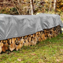 Bâche de couverture étanche protection en PE avec oeillets 1,5x6 m 260 g/m² gris