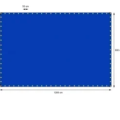 Bâche de couverture étanche protection en PE avec oeillets 8x12m 260 g/m² bleu