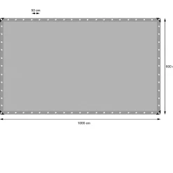 Bâche de couverture étanche protection en PE avec oeillets 6x10 m 260 g/m² gris