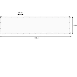Bâche de couverture étanche protection en PE avec oeillets 1,5x6 m 260g/m² blanc