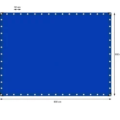 Bâche de couverture étanche protection en PE avec oeillets 6x8 m 260 g/m² bleu