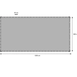 Bâche de couverture étanche protection en PE avec oeillets 6x12 m 180 g/m² gris