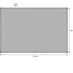 Bâche de couverture étanche protection en PE avec oeillets 8x12 m 260 g/m² gris