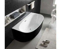 BELINA - Baignoire semi-ilot - Noir - 88x169x58cm