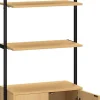 Bibliotheque avec 4 Niveaux d'Étagères Ouvertes en Bois,avec Cadre Métallique et Armoire 2 Niveaux, pour Salon, Chambre, Cuisine