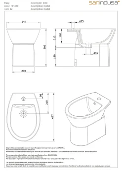 Bidet compact gain de place Easy céramique traditionnelle SANINDUSA a poser au sol blanc