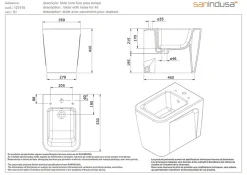 Bidet céramique SANINDUSA Advance a poser au sol avec trous pour abattant blanc (abattant, robinet et vidage non inclus)