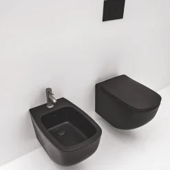 Bidet Et Toilettes Suspendus En Céramique Noir Mat Mozart
