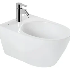 Bidet suspendu céramique traditionnelle SANINDUSA Sanlife avec trous pour abattant (abattant non compris) blanc