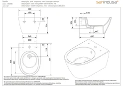 Bidet suspendu céramique traditionnelle SANINDUSA Sanlife avec trous pour abattant (abattant non compris) blanc