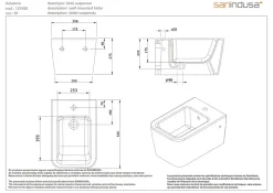 Bidet suspendu céramique traditionnelle SANINDUSA Advance blanc