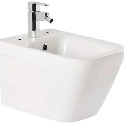 Bidet suspendu céramique traditionnelle SANINDUSA Look avec trous pour abattant blanc (abattant, robinet et vidage non inclus)