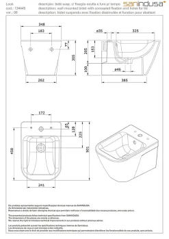 Bidet suspendu céramique traditionnelle SANINDUSA Look avec trous pour abattant blanc (abattant, robinet et vidage non inclus)