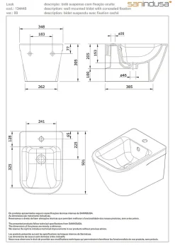 Bidet suspendu céramique traditionnelle SANINDUSA Look 50x35 blanc (robinet et vidage non inclus)