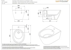 Bidet suspendu céramique traditionnelle SANINDUSA 56 Sanlife blanc mate texture