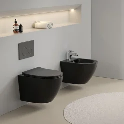 Bidet Suspendu Rond Noir Mat - Folk