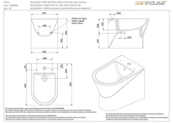 Bidet UrbY Compact gain de place céramique SANINDUSA pose au sol avec trous abattant (abattant non compris) blanc