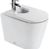 Bidet UrbY Plus céramique traditionnelle SANINDUSA pose au sol avec trous abattant (abattant non compris) blanc