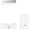 Boston - Ensemble de 3 meubles de salle de bains (L/H/P : 102x186x33 cm) en mélaminé blanc, vasque non incluse
