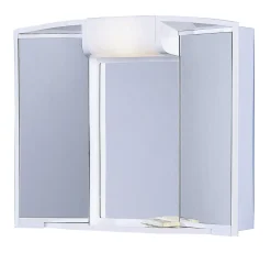 B-RANDO Armoire de bain avec miroir 59X51X16 cm , lumineux, avec prise et tiroir, en plastique finition blanche - BATHSTAGE