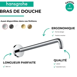 Bras de douche HANSGROHE M 38,9 cm Chromé