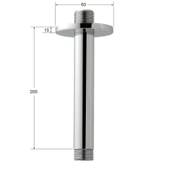 Bras de douche rond de 20 cm, montage au plafond, finition chromée, en laiton Kibath