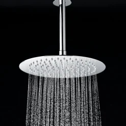 Bras de douche rond de 20 cm, montage au plafond, finition chromée, en laiton Kibath